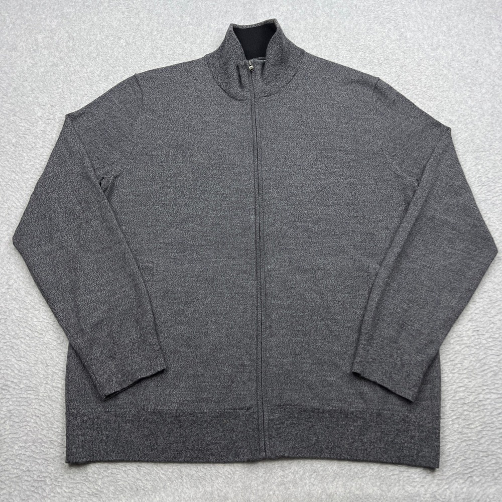 Banana Republic Cardigan Mens Large Charcoal 100% Merino Wool Full Zip Sweater